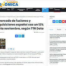 El mercado de fusiones y adquisiciones espaol cae un 12% hasta noviembre, segn TTR Data
